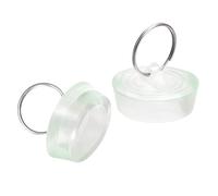 sourcing map Goma Fregadero Tapón, Desagüe Tapón Transparente Azul Ajuste 34,5-37mm con Colgante Anillo para Bañera Cocina y Baño 2 Piezas