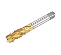 sourcing map Grifo roscado de flauta en espiral M14 x 2, HSS métrico (acero de alta velocidad), rosca de máquina chapada en titanio, 4 flautas, tolerancia H2