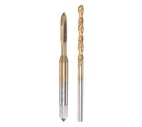sourcing map Grifos y brocass Juegos, M3 x 0.5 Tornillo Rosca Máquina Espiral Punto Roscado Macho, 2,5mm Helicoidal brocas, Titanio Chapado M35 Cobalto Alta Velocidad Acero (HSS-CO)