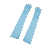 sourcing map Guantes largos para mujer de los años 20, manoplas de dedo completo para fiesta de noche, elegante guante de ópera Azul claro brillante One Size
