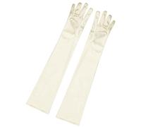 sourcing map Guantes largos para mujer de los años 20, manoplas de dedo completo para fiesta de noche, elegante guante de ópera Beige brillante One Size