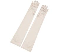 sourcing map Guantes largos para mujer de los años 20, manoplas de dedo completo para fiesta de noche, elegante guante de ópera Champán brillante One Size