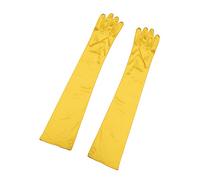 sourcing map Guantes largos para mujer de los años 20, manoplas de dedo completo para fiesta de noche, elegante guante de ópera Amarillo brillante One Size