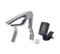 sourcing map Guitar Capo Cuadrado Afinador Multifuncional para Acústica Guitarra, Eléctrica Guitarra, Bajo Plateado Tono Cambiador Clip 1 Juego