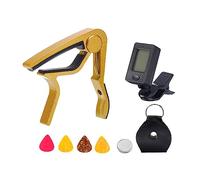 sourcing map Guitar Capo Cuadrado Clip Afinador Multifuncional para Acústica Guitarra, Eléctrica Guitarra, Bajo Dorado Tono Cambiador Clip 1 Juego