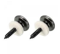 sourcing map Guitarra Correa Botón Hebilla Bloqueo Metal Pequeño Extremo Pasadores Juegos Negro con Blanco Fieltro Arandela para Guitarra Bajo, 2 Juegos