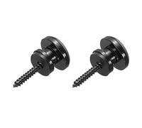 sourcing map Guitarra Correa Botón Hebilla Bloqueo Metal Pequeño Extremo Pasadores Juegos Negro con Negra Goma Arandela para Guitarra Bajo, 2 Juegos