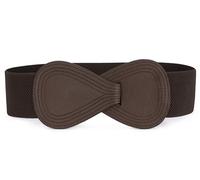 sourcing map Hebilla De Enclavamiento Cinturón Elástico De Cuero Sintético En Forma De 8 Cintura Para Dama Café Fit Waist Girth:31"/78.5cm-43"/109cm