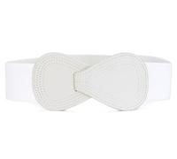 sourcing map Hebilla De Enclavamiento Cinturón Elástico De Cuero Sintético En Forma De 8 Cintura Para Dama blanco Fit Waist Girth:25"/63.5cm-37"/94cm