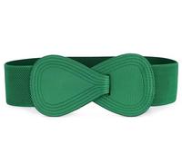 sourcing map Hebilla De Enclavamiento Cinturón Elástico De Cuero Sintético En Forma De 8 Cintura Para Dama Verde Fit Waist Girth:37"/93.5cm-49"/124cm