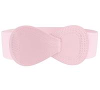 sourcing map Hebilla De Enclavamiento Cinturón Elástico De Cuero Sintético En Forma De 8 Cintura Para Dama Rosa claro Fit Waist Girth:31"/78.5cm-43"/109cm