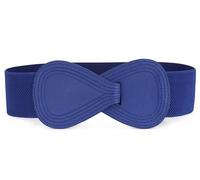 sourcing map Hebilla De Enclavamiento Cinturón Elástico De Cuero Sintético En Forma De 8 Cintura Para Dama Azul Fit Waist Girth:31"/78.5cm-43"/109cm