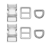 sourcing map Hebillas de liberación lateral de metal, hebilla de liberación rápida ajustable con deslizadores triples anillos en D para mochila con correa, plata, 1.5"