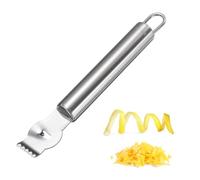 sourcing map Herramienta para rallar limones, rallador de cítricos de acero inoxidable con cuchillo de canal, gancho para colgar, rallador de corteza afilada, pelador naranja para cóctel, guarniciones