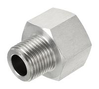 sourcing map Hex Reducción Buje, 1/2 PT Macho a 3/4 PT Hembra Inoxidable Acero Tubo Accesorio Reductor Adaptador