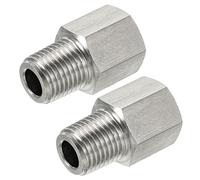 sourcing map Hex Reducción Buje, 1/4 PT Macho a 1/4 PT Hembra Inoxidable Acero Tubo Accesorio Reductor Adaptador 2pcs