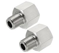 sourcing map Hex Reductor Buje, 1/4 PT Macho a 3/8 PT Hembra Inoxidable Acero Tubo Accesorio Reductor Adaptador 2pcs