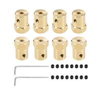 sourcing map Hexagonal Acoplador 3mm Diámetro Motor Hexagonal Latón Eje Acoplamiento Flexible Conector para Coche Ruedas Neumáticos Eje Motor 8uds