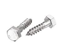 sourcing map Hexagonales Tracción Tornillos, M10 X 40mm 304 Inoxidable Acero Mitad Rosca Autorroscantes Pernos para Madera Tornillo 10uds