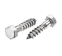 sourcing map Hexagonales Tracción Tornillos, M8 X 30mm 304 Inoxidable Acero Mitad Rosca Autorroscantes Pernos para Madera Tornillo 10uds