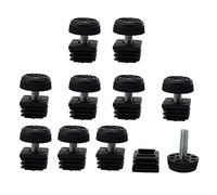 sourcing map Hogar Metal Ajustable Escritorio Pierna Nivelación Pie Tubo Insertar Negro 25 x 25mm 4 Juegos