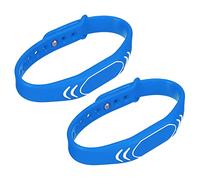 sourcing map ID Tarjeta Llave Pulsera RFID Proximidad 125KHz TK4100 Lectura Solo Sin Contacto Token Etiqueta Pulsera para Puerta Entrada Acceso Control Azul Paquete de 2