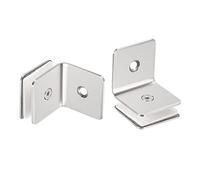 sourcing map Inoxidable Acero Cuadrado Vidrio Abrazadera, 2uds Ajustable 8-12mm Grosor 90 Grados Único Lateral Vidrio Soporte Clip para Ducha Puerta, Brillante Plata