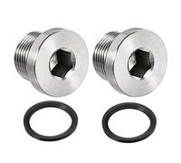 sourcing map Inoxidable Acero Interior Hexagonal Cabeza M20x1,5 Tubería Accesorio Tapón con Sello Anillo para Terminación Tubo Extremos 2uds