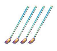 sourcing map Inoxidable Acero Revolver Cuchara, 4uds 6 Pulgadas Largo Mango Cuchara Mezcla Agitador Cuadrado Cucharas Café Cucharas Cóctel Hielo Crema Cucharadita para Fiesta Bar (Arco Iris)