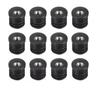 sourcing map Insertos para Tubo Redondo con Rosca M6 12uds, Tapa Tubo Redondo de 16mm Diámetro Externo, Tapón de Plástico Negro, Inserto de Rueda, Tapa de Extremo de Silla, Tapón Tapa Mueble