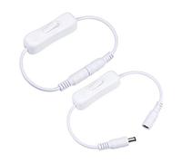 sourcing map Interruptor basculante en línea CC 12V con Cable de alimentación macho a hembra Enchufe CC 5.5x2.1mm Blanco 2 unidades