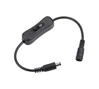sourcing map Interruptor basculante en línea CC 12V con Cable de alimentación macho a hembra Enchufe CC 5.5x2.1mm negro