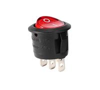 sourcing map Interruptor Basculante Mini de Luz de Palanca de Botón Redondo AC 250V/10A 125V/12A, Lámpara Roja Retroiluminada On/Off 3 Terminal SPST 2 Posiciones I/O