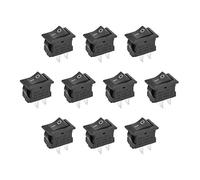 sourcing map Interruptor Basculante Mini para Barco SPST, Interruptor de Palanca Negro para Barco Marino, 2 Pines ON/OFF AC 250V/3A 125V/6A, 10 Unidades