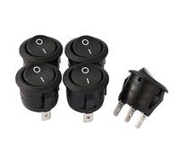 sourcing map Interruptor Basculante para Barco Botón Redondo SPST On/Off AC250V/10A 125V/12A 3P I/O, 5uds