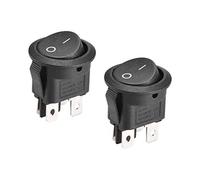 sourcing map Interruptor Basculante para Barco DPST, Interruptor de Palanca Redondo para Barco Marino, 4 Pines ON/OFF AC 250V/6A 125V/10A, 2 Unidades