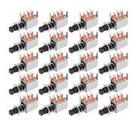 sourcing map Interruptor de botón pulsador DPDT de 6 Clavijas 1 Posición negro autoblocante 20uds