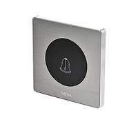 sourcing map Interruptor de Timbre, Interruptor de Botón 250V 16A, Pulsador Timbre, Conmutador Interruptor Pared con Reinicio Automático Acabado Cepillado, Panel de 86x86mm Tono plateado