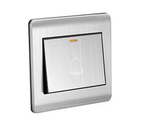 sourcing map Interruptor de Timbre, Interruptor de Botón 250V 16A, Pulsador Timbre, Conmutador Interruptor Pared con Reinicio Automático Acabado Cepillado, Panel de Acero Inoxidable 86x86x30mm