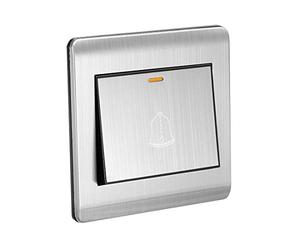 sourcing map Interruptor de Timbre, Interruptor de Botón 250V 16A, Pulsador Timbre, Conmutador Interruptor Pared con Reinicio Automático Acabado Cepillado, Panel de Acero Inoxidable 86x86x30mm