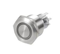 sourcing map Interruptor pulsador de Enclavamiento de metal de 22mm de diámetro montado DPDT 2NO 2NC 24V LED verde