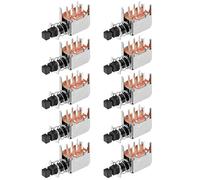 sourcing map Interruptor pulsador DPDT de 6 Clavijas 1 Posición negro autoblocante 10uds