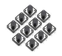 sourcing map Interruptor táctil momentánea del botón Color Negro DIP de 12x12x9mm Panel Mini/Micro/pequeño PCB 10pcs