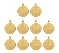 sourcing map Juego de 10 bandejas colgantes de patrón redondo, aleación de 25 mm, base de colgante de bisel plano, ajustes de conector plano para fotos, abalorios, joyería, manualidades, color dorado