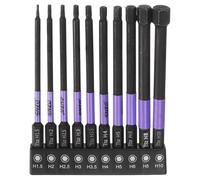 sourcing map Juego de 10 brocas de cabeza hexagonal plana H1.5-H10 de 100 mm de largo, vástago hexagonal de 1/4 pulgadas de largo, puntas de destornillador hexagonales métricas magnéticas de acero