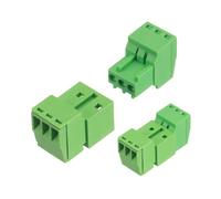 sourcing map Juego de 10 conectores de bloque de terminales de tornillo de montaje en PCB de 3 pines de 3 mm de paso de 0.1 pulgadas, macho y hembra, verde