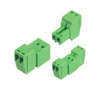 sourcing map Juego de 10 conectores de bloque de terminales de tornillo de montaje PCB de 2 pines de 3 mm de paso de 0.1 pulgadas, macho y hembra, verde