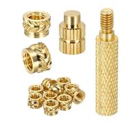 sourcing map Juego de 10 insertos roscados de calor M6 con punta de soldadura, diámetro exterior de 9 mm, 6 mm de altura, insertos de varilla de tuerca de latón moleteados para componentes de