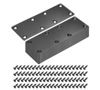 sourcing map Juego de 10 placas de reparación de metal, soporte plano recto, placa de unión para madera con tornillos, color negro, 5.45 x 1.97 pulgadas