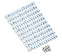 sourcing map Juego de 10 soportes de junta de conector interior de línea recta 4040, para perfil de extrusión de aluminio con ranura en T de 8 mm, 7 pulgadas, color plateado con tornillos M6